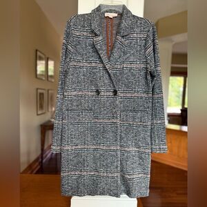 Philosophy Women’s Medium Black and Gray Plaid Sweater Coat.